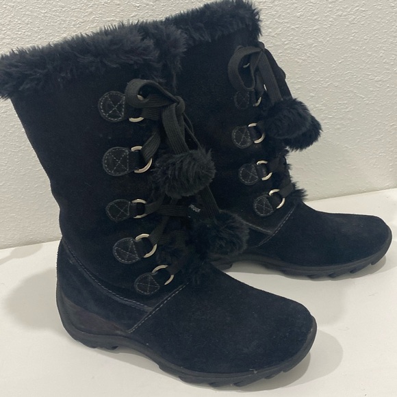Sporto Shoes - SPORTO WATERPROOF BLACK SUEDE FAUX FUR CUFF WINTER SNOW BOOTS~ Size 8.5